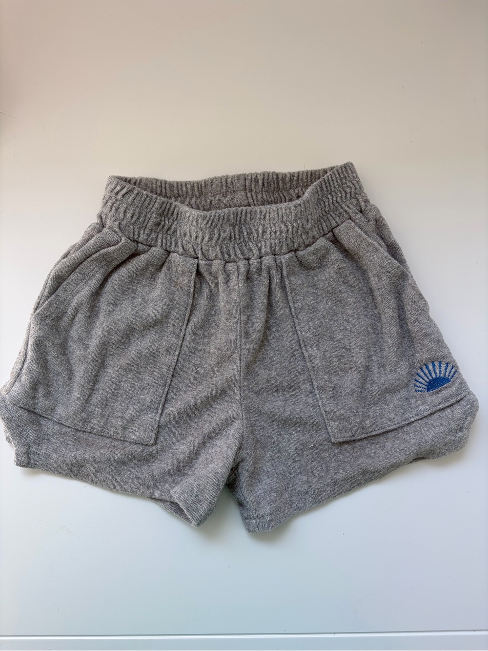 Tiny Whales Kids Grey Terry Knit Shorts with Elastic Waist